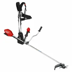 This battery-powered brush cutter features a 16-inch cutting width and a 72-inch straight shaft. The interchangeable head allows for versatile use with compatible attachments. It operates on the M18™ battery platform, providing cordless operation for clearing brush and overgrown vegetation.