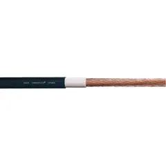 Single-conductor motor cable from the Chainflex CF300-UL series, rated 1000 V with cRUus certification. Features a copper conductor, TPR jacket, and integrated ground. Oil and grease resistant with minimum bend radius factors: 4 x OD fixed, 6 x OD flexible, 7.5 x OD for e-chain. Suitable for continuous flexing in cable carriers and industrial automation.