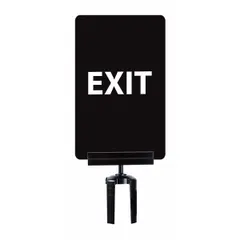 This black plastic sign displays a double-sided 'Exit/Exit Please Do Not Enter' message. It is designed for use with a bracket or frame holder on post tops in facilities requiring clear directional and restricted access signage.