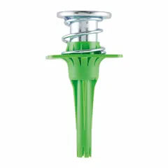 Carbon steel anchor designed for embedding in wet concrete to provide a threaded 3/8"-16 connection point. Used in concrete decking, slab construction, and structural steel anchoring. Green color. 50 pieces per pack.