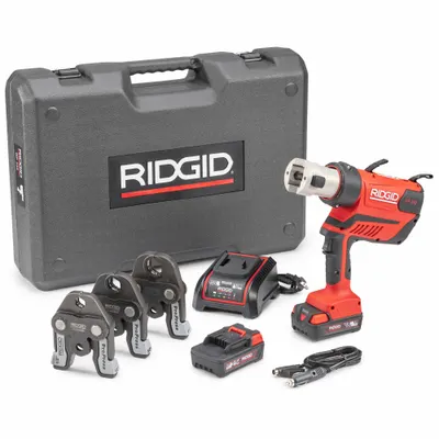 RIDGID Cordless Press Tool Kit: Std, Pistol Grip - Ridgid Press Fitting Tools
