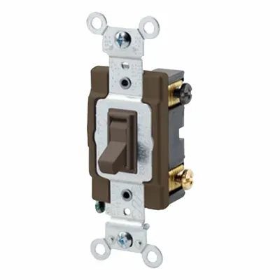 LEVITON Wall Switch: Toggle Switch, 4-Way, Maintained, Brown, 120/277V AC - Toggle Wall Switches