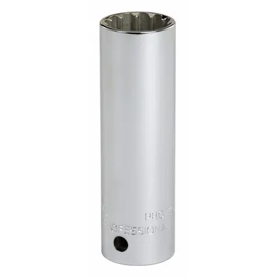 PROTO Socket: SAE, 3/8 in Drive Size, 7/16 in Socket Size, Spline, Deep, Chrome - 3/8" Drive Hand Sockets
