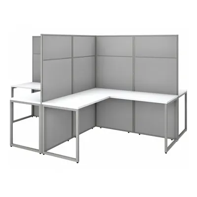 BUSH BUSINESS FURNITURE Modular Cubicle Workstation, 119 in Wd, White - Office Cubicles with Privacy Panels