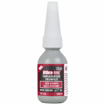 VIBRA-TITE 132 Primerless High-Strength Threadlocker, Red, 0.34 fl oz Bottle - Primerless High-Strength Threadlockers (Red)