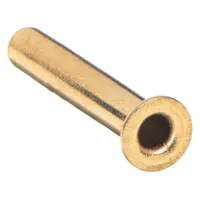 Compression-type brass fitting for 1/8 in OD tubing. Overall length 15/32 in. Used in pneumatic, hydraulic, and instrumentation systems to create leak-tight tube connections