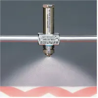 This internal mix air-atomizing spray nozzle from EXAIR delivers a flat spray pattern at 15 inches with a flow rate of 2 scfm. Constructed from stainless steel with a 1/4 in FNPT connection, it features a no-drip design for controlled, fine atomization. Suitable for industrial liquid coating, humidification, and cooling processes