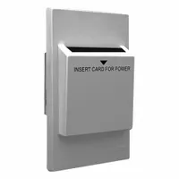 This gray wall plate provides a recessed mounting surface for key card switches, commonly used in hospitality and commercial settings to enable room power control via card insertion. The plate is designed to accommodate standard key card switch mechanisms