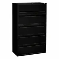 HON Lateral File Cabinet with Drawer: Black, 5 Drawers, 64 1/4 in Overall Ht, 18 in Overall Dp (MPN H795.L.P)