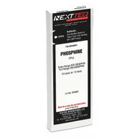 Phosphine (PH3) gas detection tube for use with NEXTTEQ NX-1000 pumps. Measures PH3 concentrations in two ranges: 200 to 3,000 ppm and 400 to 6,000 ppm. Supplied in a pack of 10. Suitable for industrial environments where phosphine gas may be present