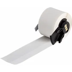 Continuous label roll for industrial identification and asset marking. White matte vinyl material, 1 1/2 in width by 50 ft length. Compatible with M611 printer series; requires M7-R4300 ribbon.