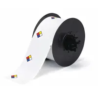 Precut vinyl label roll measuring 2 1/4 in x 2 1/4 in in Blue/Red/White/Yellow with acrylic adhesive. Designed for use with the i5300 printer series, these blank legend labels allow custom text area creation for facility safety and compliance marking
