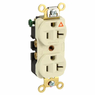 HUBBELL Receptacle: Duplex, 5-20, Ivory, 125V AC, 20 A, 2 Pole / 3 Wire (MPN IG5362I) - General Purpose Receptacles