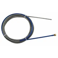 Steel liner from the Universal Conventional Liners series, designed to guide welding wire from the feeder to the contact tip in Bernard, Miller, and Hobart MIG guns. Suitable for industrial fabrication and repair applications. Measures 5/64 in x 15 ft