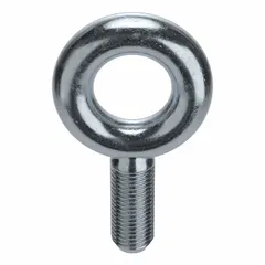 This machinery eye bolt is made of steel with a zinc-plated finish. It has a 3-1/2 in shank length and a 3-1/2 in thread length. The without-shoulder design is used for lifting, rigging, and pulling applications where a threaded anchor point is needed. Nut is not included.