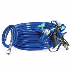 Airless spray gun for applying coatings, lacquers, paints, and stains. Aluminum construction with 1/4 in NPSM air inlet. Includes RAC X LP 517 SwitchTip. Suitable for industrial finishing and maintenance tasks.