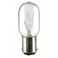 This incandescent lamp features a T8 tubular shape with a BA15d double-contact bayonet base. It operates at 120V AC and produces white light. Suitable for general illumination in fixtures requiring a T8 tubular bulb, such as task lighting, signage, and equipment indicators