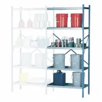 DENIOS Open Metal Shelving: Add-On Unit, Heavy-Duty, 18 in x 36 in, 84 in Overall Ht, 4 Shelves (MPN K32-1404)