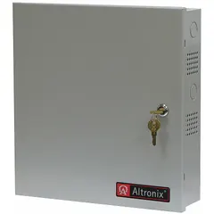 Steel-enclosed power supply board accepting 115V AC input and providing 24Vac output at 7A. Suitable for powering access control systems, security devices, and industrial automation equipment requiring regulated AC power.