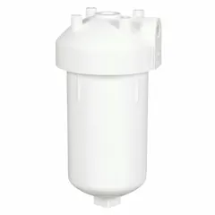 This plumbing fixture water filter system uses granular activated carbon media to reduce rust. It has a 5 micron rating and a 2,000 gallon service life. Suitable for sediment reduction in residential or light commercial water lines.