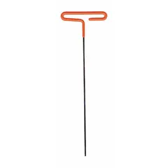 T-shaped hex key with 7/64 in SAE tip and 9 in long arm, made from alloy steel with black oxide finish. Ball end allows angled entry up to 25°, suited for driving hex socket fasteners in assembly, maintenance, and repair tasks.