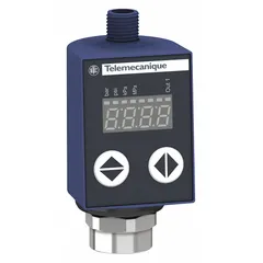 Non-vacuum electronic pressure sensor with PNP output, pressure range 116 psi to 1,450 psi. Features a 1/4" DIN pressure connection and 4-pin M12 electrical connector. Used for monitoring fluid and air pressure in industrial hydraulic and pneumatic systems.