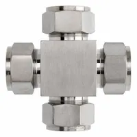 This single-ferrule stainless steel fitting is from the NS2650 series, compatible with Parker CPI fittings. It is clean and bagged for instrumentation applications requiring reliable tube connections in process control and fluid handling systems