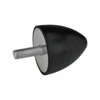 Conical vibration-isolating mount with a natural rubber body and male x non-threaded style. Used to dampen vibration in industrial machinery and equipment, protecting sensitive components from mechanical shock and oscillation