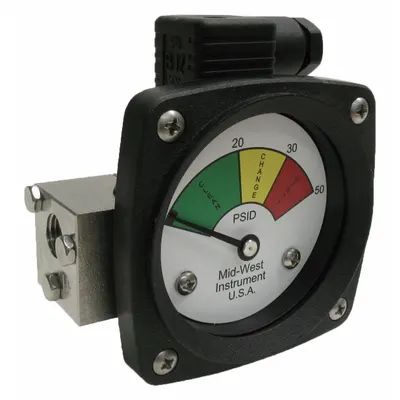 MIDWEST INSTRUMENT 522S-050V-LA Differential Pressure Indicator with Switch - Differential Pressure Indicators with Switch