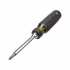 General purpose multi-bit screwdriver with 14 tips including Phillips (#0, #1, #2, #3), slotted, square, and Torx. Overall length 8 1/2 inches. Suitable for driving various fasteners in assembly, maintenance, and repair tasks.