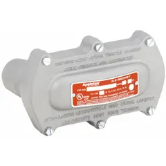 Aluminum pulling elbow with powder-coated finish. Female-to-female NPT ends, 3/4 in trade size. Used in electrical conduit systems for routing and protecting wiring around corners.
