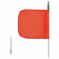 Orange warning whip with 5 ft overall height, 11 in flag height, and 12 in flag width. Features a Quick Disconnect Base for easy installation and removal. No reflective X; light sold separately. Used to mark vehicle or equipment locations in industrial yards, construction sites, and warehouses