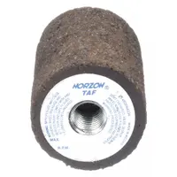 This NORTON grinding plug is a Type 18 square tip with dimensions 1 1/2" x 2 1/2" x 5/8"-11. It features 20 grit zirconia alumina abrasive with R hardness, designed for aggressive material removal on stainless steel and nickel alloys. Suitable for heavy grinding, weld preparation, and surface blending in metal fabrication and maintenance