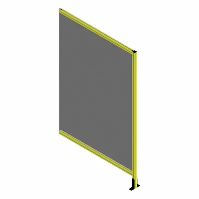 FAZTEK T-Slot Framing System Panel: Add-On, Yellow, 72 in H x 12 in W x 5 1/2 in D - Clear Plastic Panel Add-On Kits