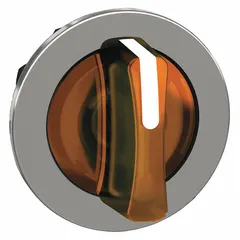 This illuminated selector-switch operator from the Series XB4 features a metallic bezel and a 30 mm panel mount size. It provides three maintained positions with a maintained/maintained/maintained action. No cam is included. Typical applications include industrial control panels where a robust, illuminated selector switch is required for selecting among three stable states.