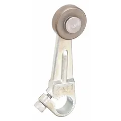 Fixed roller lever accessory for limit switches with rotary lever roller actuator and outside offset roller position. Compatible with TELEMECANIQUE SENSORS 9007C series limit switches. Used to actuate the switch mechanism when contacted by moving machine parts in industrial automation and conveyor systems.