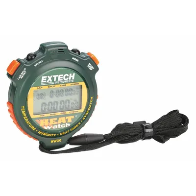 EXTECH Heat Index Digital Stopwatch: +/-5 Seconds Per Day, Count Down, LCD, Audible - Multi-Function Stopwatches