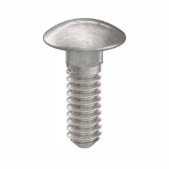 Square neck carriage bolt with #10-24 thread and 5/8 in length, made from 18-8 stainless steel with plain finish. The square neck prevents rotation during tightening, making it suitable for fastening metal to wood or metal to metal in applications such as machinery guards, conveyor systems, and structural assemblies. Supplied in a 50-piece pack.
