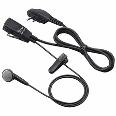 Two-pin connector earpiece kit with push-to-talk button and earbud. Compatible with ICOM 31A, 52A, ID-51A, IP100H, and IP501H series radios. Used for discreet two-way communication in security, surveillance, or event operations.