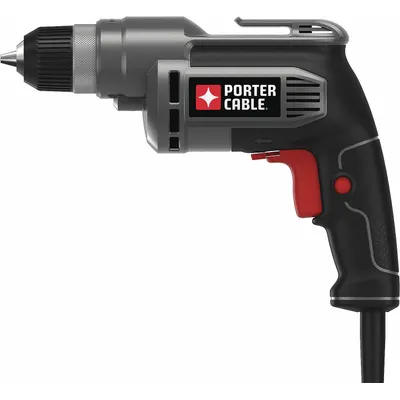 PORTER CABLE Drill: 3/8 in Chuck Size, Keyless, 2,500 RPM No Load Speed - Corded Pistol-Grip Drills