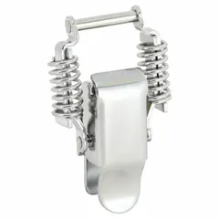 This stainless steel lift-to-open draw latch secures access panels, cabinets, and enclosures. It measures 2 21/32 in depth, 1/2 in height, and 1 15/32 in width. The corrosion-resistant construction suits demanding environments in industrial machinery, electrical panels, and HVAC equipment.