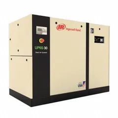 The INGERSOLL RAND UP6S-30-150 is a tankless rotary screw air compressor rated at 30 hp with a flow of 107 cfm, operating on 460V AC three-phase power. It is suited for continuous-duty applications such as powering pneumatic tools, automation equipment, and manufacturing processes in industrial facilities.