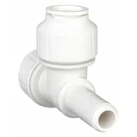 This polysulfone push-to-connect tube fitting is a plastic adapter with three 1/2 in OD connections in a T-configuration. It is used to create a branch in tubing systems for pneumatic, water, and low-pressure fluid applications, enabling tool-free assembly