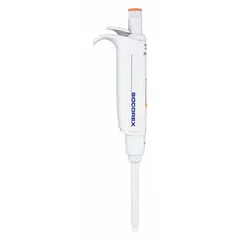 This WHEATON single-channel pipettor is a manual adjustable volume instrument with a maximum capacity of 200 µL and 0.2 µL volume increments. It is autoclavable for sterilization. Suitable for precise liquid handling in laboratory applications requiring micro-volume dispensing.