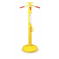 Trailer Stabilizing Jack: Spin-Top, 5,000 lb Max Lifting Capacity, 44 in Min Lift Ht, Round, Yellow