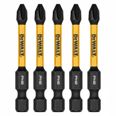 This 5-pack of #2 Phillips (PH2) impact bits features a standard hex shank and an overall length of 2-1/4 inches. Designed for use with impact drivers, these bits are suited for driving screws in construction, woodworking, and general assembly tasks.