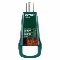 EXTECH Receptacle Tester: 110 V AC to 125 V AC, 5-15P, Std, Light, No Display (MPN ET16)