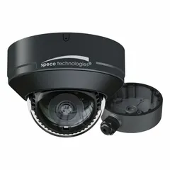 The SPECO TECHNOLOGIES O4FD2 is a 4MP fixed dome network IP camera featuring a 1/1.8 CMOS image sensor and a 2.8mm fixed focal length. It provides a 355° maximum viewing angle and connects via RJ45 for Power over Ethernet (PoE) integration. Suitable for indoor or outdoor video surveillance in settings such as retail, office, or warehouse environments.