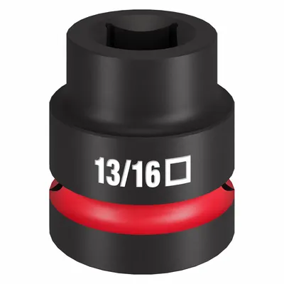 MILWAUKEE Impact Socket: 1 in Drive Size, SAE, 13/16 in Socket Size, 4-Point, Std - 1" Drive Impact Sockets