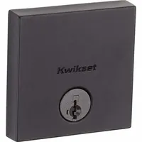 KWIKSET Single Cylinder Deadbolt: Cylindrical, 1 3/4 in Door Thick - Max, Black (MPN 258-SQT-514-SMT-6AL-STRKP)